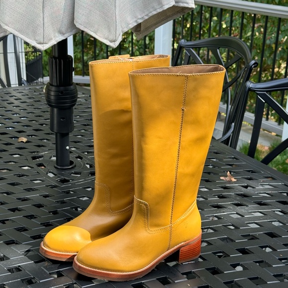 Frye Camryn Tall Pull On Leather Knee-High Boots in Banana - Picture 1 of 8